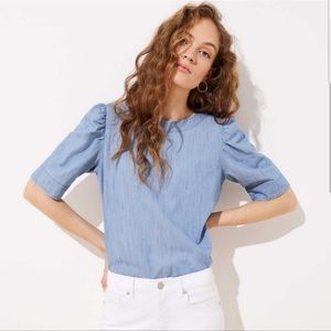 Medium Puff sleeve chambray top